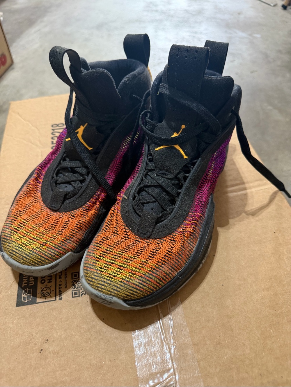 Jordan Kids Orange Pink Gradient Knit Basketball Sneakers